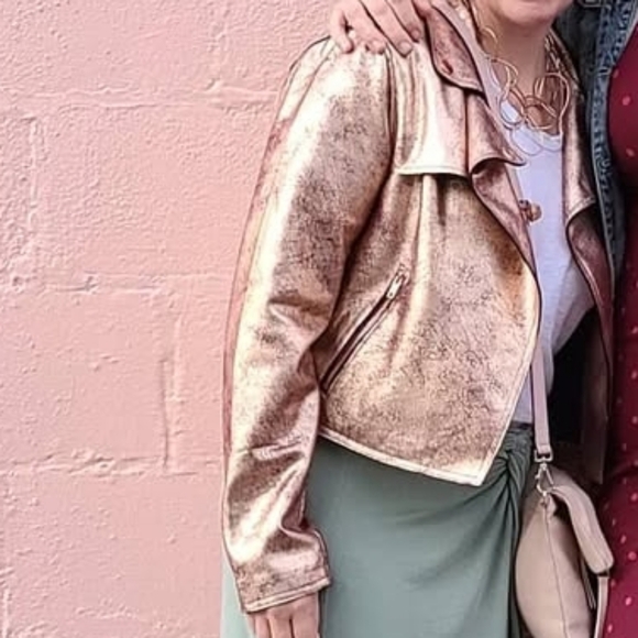 Rose Gold Metallic Gold Women's Crop Jacket From Anthropologie - Picture 2 of 10